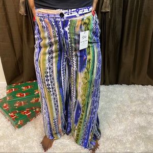 Wide Leg Pants In Blue Patterns